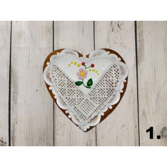 Kalocsai csipkés mintás mézeskalács szív (kicsi)