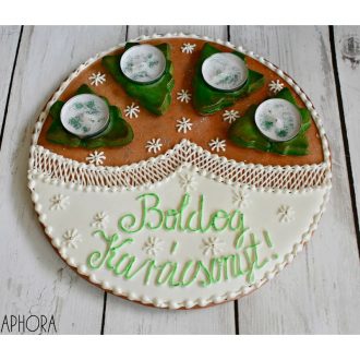 Mézeskalács adventi koszorú Boldog Karácsonyt felirattal
