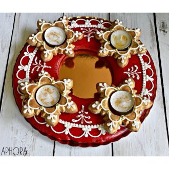 Mézeskalács asztali dísz arany csillámos