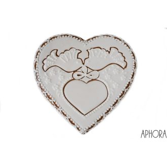 Mézeskalács szív fehér galambos